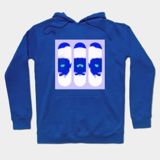 Psychedelic Alien Eyes Face design in Blue and violet negative Hoodie